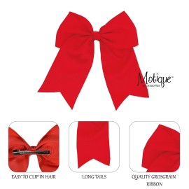 Red Jumbo Bow Clip with Tails