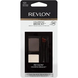 Revlon ColorStay Brow Kit, Includes Longwear Brow Powder, Clear Pomade, Dual-Ended Angled Tip Eyebrow Brush & Spoolie Brush, Soft Black (101), 0.08 oz Revlon ColorStay Brow Kit, Includes Longwear Brow Powder, Clear Pomade, Dual-Ended Angled Tip Eyebrow Brush & Spoolie Brush, Soft Black (101), 0.08 oz