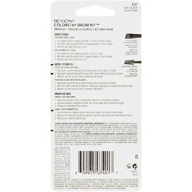 Revlon ColorStay Brow Kit, Includes Longwear Brow Powder, Clear Pomade, Dual-Ended Angled Tip Eyebrow Brush & Spoolie Brush, Soft Black (101), 0.08 oz Revlon ColorStay Brow Kit, Includes Longwear Brow Powder, Clear Pomade, Dual-Ended Angled Tip Eyebrow Brush & Spoolie Brush, Soft Black (101), 0.08 oz