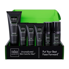 Tiege Hanley Mens Skin Care Set, Anti-Aging Routine (System Level 3) - Face Wash, Scrub, Moisturizer, Eye Cream & Serum for Wrinkle Defense, Firm Skin & Long-Term Anti-Aging Protection