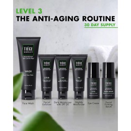 Tiege Hanley Mens Skin Care Set, Anti-Aging Routine (System Level 3) - Face Wash, Scrub, Moisturizer, Eye Cream & Serum for Wrinkle Defense, Firm Skin & Long-Term Anti-Aging Protection