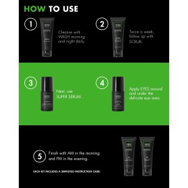 Tiege Hanley Mens Skin Care Set, Anti-Aging Routine (System Level 3) - Face Wash, Scrub, Moisturizer, Eye Cream & Serum for Wrinkle Defense, Firm Skin & Long-Term Anti-Aging Protection