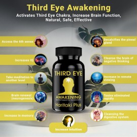 Third Eye Awakening - Organic Haritaki Capsules- Kailash Herbals-100 Capsules- 650 mg Each-Terminalia chebula- Vegan