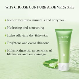 Aloderma 99% Organic Aloe Vera Gel Made within 12 Hours of Harvest, Easy Travel Size Tube for Body, Face, & Scalp, Cooling, Soothing Instant Relief for Skin & Sunburn, Hydrating Aloe Gel, 1.5oz Aloderma 99% Organic Aloe Vera Gel Made within 12 Hours of Harvest, Easy Travel Size Tube for Body, Face, & Scalp, Cooling, Soothing Instant Relief for Skin & Sunburn, Hydrating Aloe Gel, 1.5oz