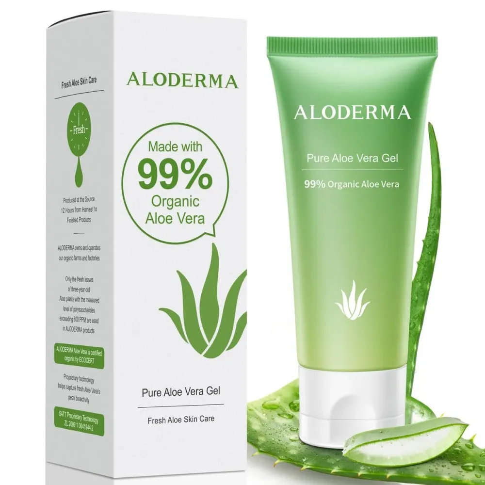 Aloderma 99% Organic Aloe Vera Gel for Face Made within 12 Hours of Harvest - Natural Hydrating Pure Aloe Vera for Soothing Skincare - Moisturizing Aloe Gel for Skin, Face, & Sensitive Skin, 4.02 oz Aloderma 99% Organic Aloe Vera Gel for Face Made within 12 Hours of Harvest - Natural Hydrating Pure Aloe Vera for Soothing Skincare - Moisturizing Aloe Gel for Skin, Face, & Sensitive Skin, 4.02 oz