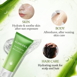 Aloderma 99% Organic Aloe Vera Gel for Face Made within 12 Hours of Harvest - Natural Hydrating Pure Aloe Vera for Soothing Skincare - Moisturizing Aloe Gel for Skin, Face, & Sensitive Skin, 4.02 oz Aloderma 99% Organic Aloe Vera Gel for Face Made within 12 Hours of Harvest - Natural Hydrating Pure Aloe Vera for Soothing Skincare - Moisturizing Aloe Gel for Skin, Face, & Sensitive Skin, 4.02 oz