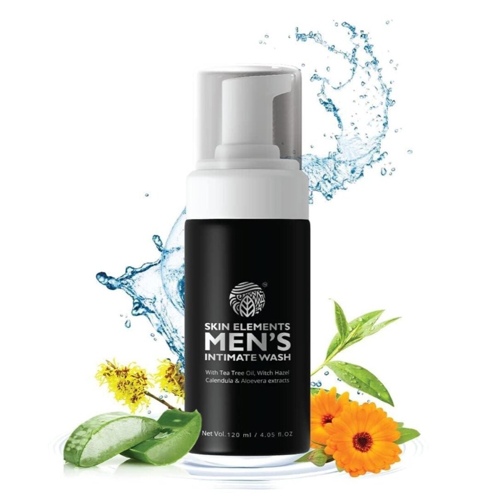 Skin Elements Intimate Wash for Men | pH Balanced Foaming Wash with Tea Tree Oil & Aloe Vera | Soothes, Refreshes & Maintains Hygiene | 4.05 fl. oz. |