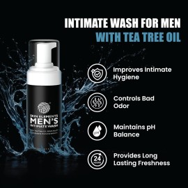Skin Elements Intimate Wash for Men | pH Balanced Foaming Wash with Tea Tree Oil & Aloe Vera | Soothes, Refreshes & Maintains Hygiene | 4.05 fl. oz. |