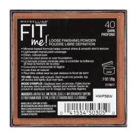 Maybelline Fit Me Loose Finishing Powder, 40 Dark, 0.7 oz (Pack of 2)