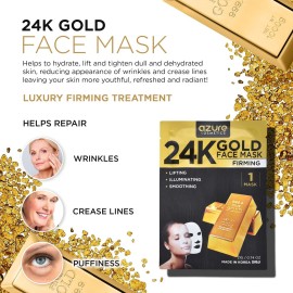 Azure Cosmetics 24K Gold Firming Face Mask- Anti Aging, Hydrating, Toning & Firming Facial Mask - Helps Reduce Wrinkles & Fine Lines with Hyaluronic Acid & Collagen - Made in Korea - Pack of 5 Azure Cosmetics 24K Gold Firming Face Mask- Anti Aging, Hydrating, Toning & Firming Facial Mask - Helps Reduce Wrinkles & Fine Lines with Hyaluronic Acid & Collagen - Made in Korea - Pack of 5