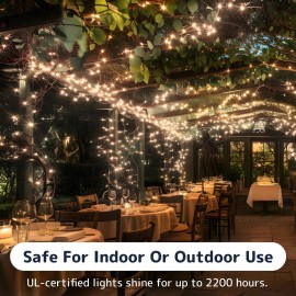 PREXTEX 100 Count Clear Christmas Lights - 20 ft Ultra Bright String Lights with Green Wire for Indoor and Outdoor Use, Christmas Trees, Holidays, Patios and Garden