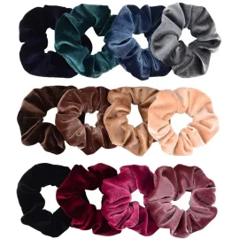 Whaline 12 Pack Hair Scrunchies Premium Velvet Scrunchy Elastic Hair Bands for Girls, Women Hair Accessories (12 Colors)