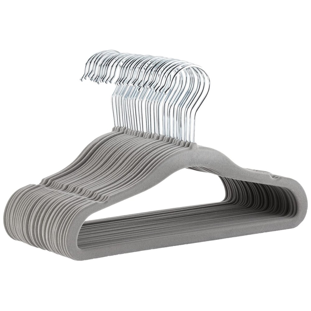 Amazon Basics Kids Velvet, Non-Slip Clothes Hangers (baby/toddler), 11.6 inches (for baby clothes), Pack of 30, Gray Amazon Basics Kids Velvet, Non-Slip Clothes Hangers (baby/toddler), 11.6 inches (for baby clothes), Pack of 30, Gray
