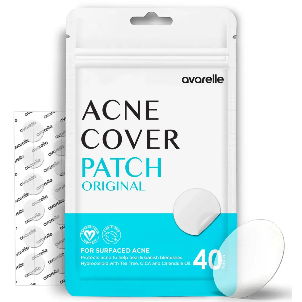 AVARELLE Acne Cover Patches, FSA HSA Eligible Hydrocolloid Pimple Patches for Face with Tea Tree Oil, Korean Skincare Zit Patches for Face | FSA HSA Store Eligible Items | Vegan, Cruelty-free