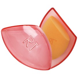 Real Techniques Miracle Complexion Sponge + Travel Case, Makeup Blending Sponge, For Foundation, Sponge Case for Travel, Light To Medium Coverage, Natural, Dewy Makeup, Latex-Free Foam, 2 Piece Set