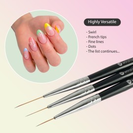 Winstonia Striping Nail Art Brushes for Long Lines, Details, Fine Designs. 3 pcs Striper Brushes with Caps - AMAZING TRIO Winstonia Striping Nail Art Brushes for Long Lines, Details, Fine Designs. 3 pcs Striper Brushes with Caps - AMAZING TRIO