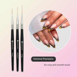 Winstonia Striping Nail Art Brushes for Long Lines, Details, Fine Designs. 3 pcs Striper Brushes with Caps - AMAZING TRIO Winstonia Striping Nail Art Brushes for Long Lines, Details, Fine Designs. 3 pcs Striper Brushes with Caps - AMAZING TRIO