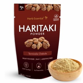 Herb Essential 100% Organic Haritaki Powder 3.52 oz, Terminalia Chebula, No Added Preservatives, Non-GMO & Vegan, Ayurvedic Herbal Supplement- 3.52 Ounce (100g) Pack of 1 Herb Essential 100% Organic Haritaki Powder 3.52 oz, Terminalia Chebula, No Added Preservatives, Non-GMO & Vegan, Ayurvedic Herbal Supplement- 3.52 Ounce (100g) Pack of 1
