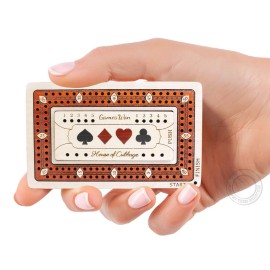 House of Cribbage - 2 Track - Wooden Travel/Pocket Size Cribbage Board - 4 Inch - Inlaid in Maple Wood/Bloodwood with Storage Space for Cribbage Pegs - 60 Points - Non Continuous