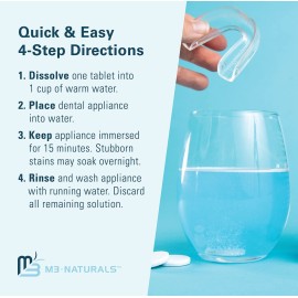 Retainer Cleanser Tablets Invisalign Cleaner FSA HSA Approved Remove Odors Discoloration Stains and Plaque 4 Month Supply Denture Cleansers Retainers Mouth Guards Denture Bath Mint by M3 Naturals