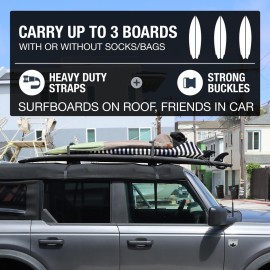 Ho Stevie! Surfboard Car Racks - Padded System, Easy Setup Any Car, No Scratch Buckles - Strap Up to 3 Boards to Car Roof Ho Stevie! Surfboard Car Racks - Padded System, Easy Setup Any Car, No Scratch Buckles - Strap Up to 3 Boards to Car Roof