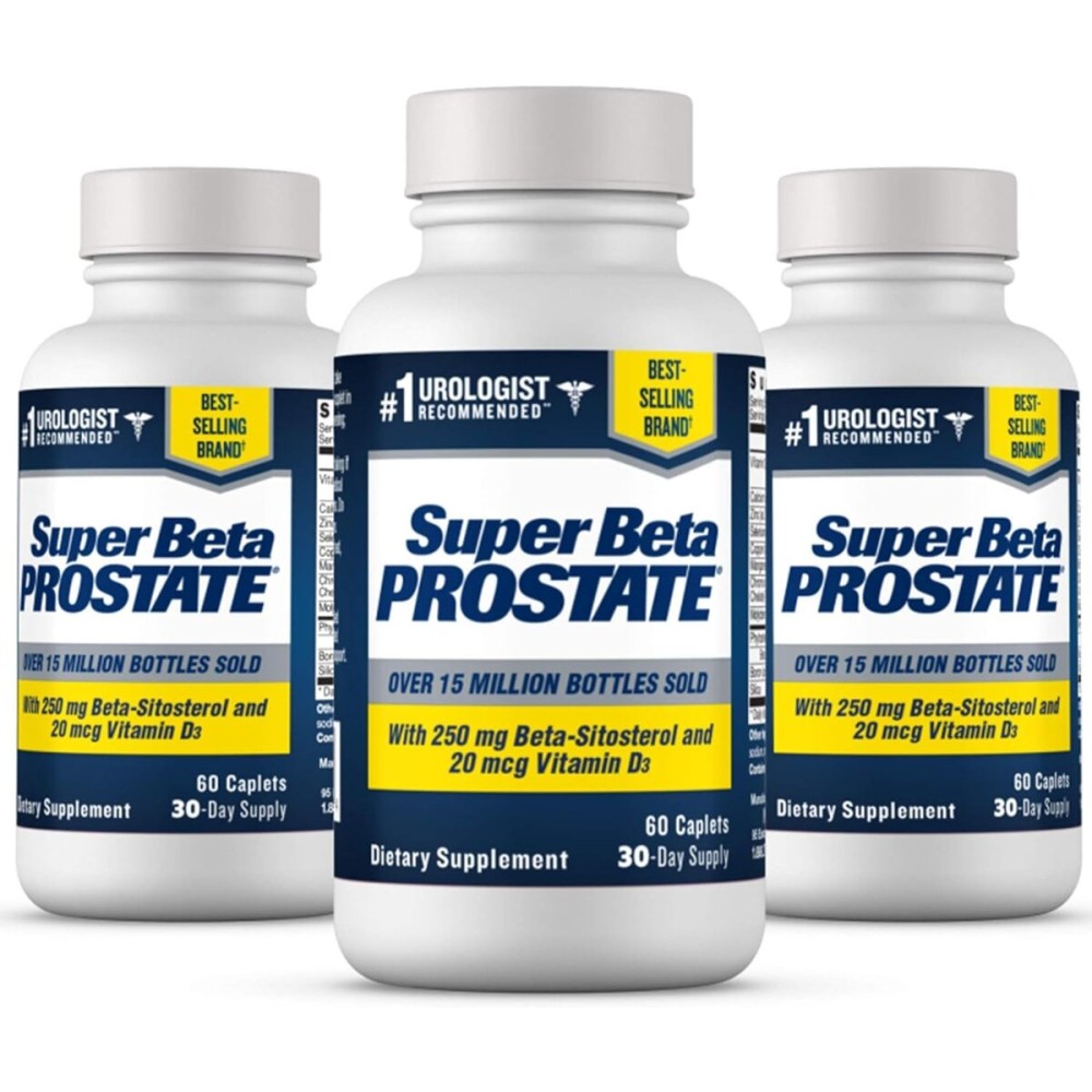 SUPER BETA PROSTATE Support Supplement for Men\'s Health - Reduce Bathroom Trips, Promote Sleep, Better Bladder Emptying & Healthy Prostate, Beta Sitosterol - 60 Count (Pack of 3) SUPER BETA PROSTATE Support Supplement for Men\'s Health - Reduce Bathroom Trips, Promote Sleep, Better Bladder Emptying & Healthy Prostate, Beta Sitosterol - 60 Count (Pack of 3)