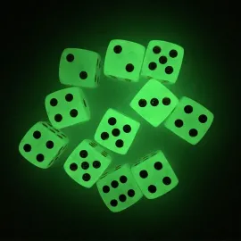 SmartDealsPro 10-Pack D6 Six Sided Glow in The Dark Dice Die for DND, MTG, RPG, Tenzi, Farkle, Yahtzee, Bunco, Teaching Math, Table Board Game (16mm Golden dots10pcs)
