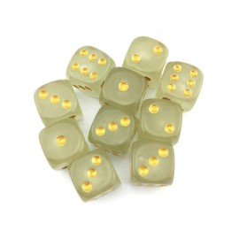 SmartDealsPro 10-Pack D6 Six Sided Glow in The Dark Dice Die for DND, MTG, RPG, Tenzi, Farkle, Yahtzee, Bunco, Teaching Math, Table Board Game (16mm Golden dots10pcs)