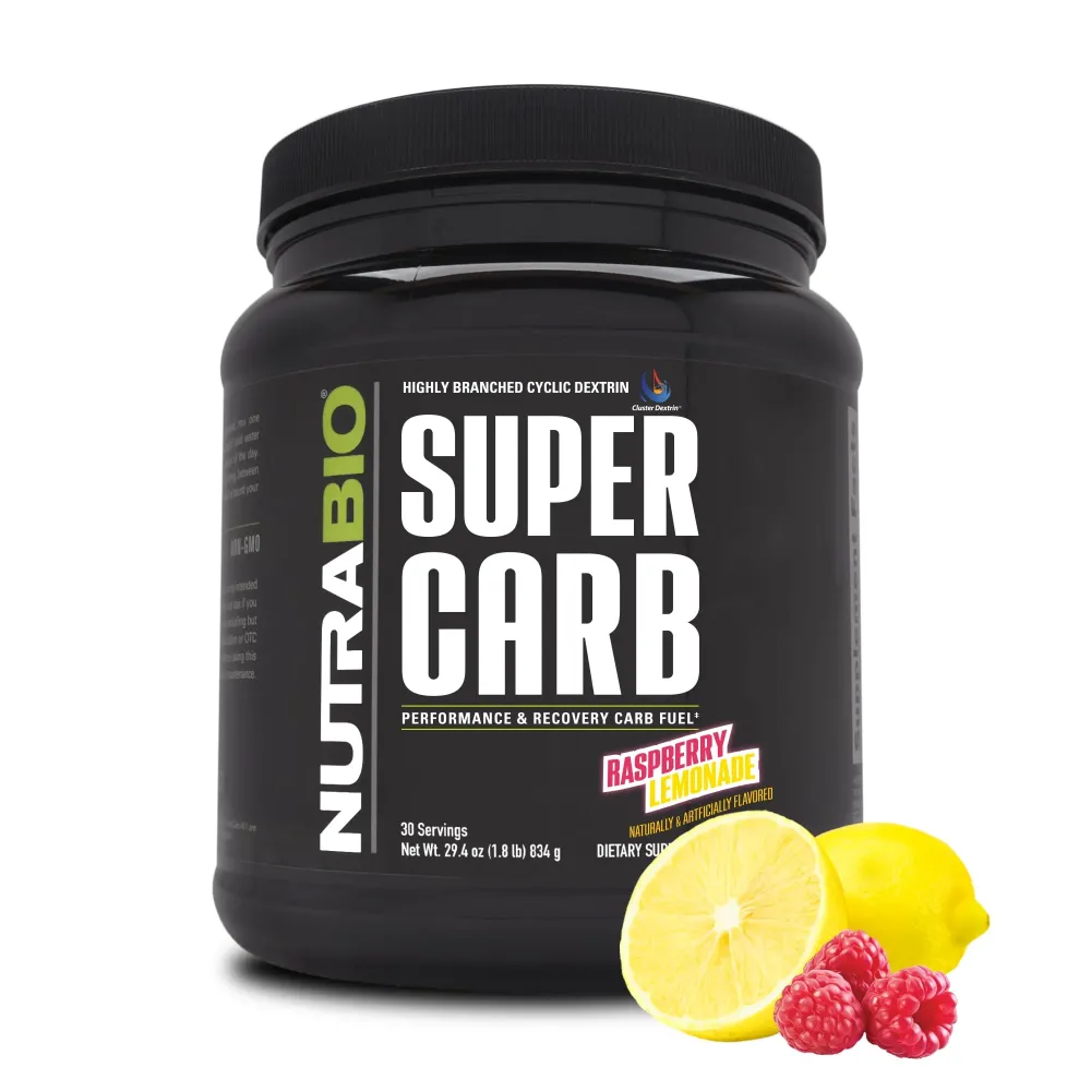 NutraBio Super Carb - Complex Carbohydrate Supplement Powder - Cluster Dextrin and Electrolytes for Performance Enhancement & Muscle Recovery - Raspberry Lemonade, 30 Servings NutraBio Super Carb - Complex Carbohydrate Supplement Powder - Cluster Dextrin and Electrolytes for Performance Enhancement & Muscle Recovery - Raspberry Lemonade, 30 Servings