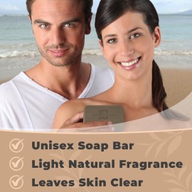 One With Nature Dead Sea Mineral Mud Soap Bar, 7 oz, Fragrance Free, Shea Butter, Argan Oil, Magnesium, Sulfur, 21 Minerals, Soothes Skin, Exfoliates