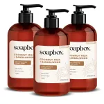 Soapbox Liquid Hand Soap, Coconut Milk & Sandalwood, Gentle & Moisturizing Hand Wash for Kitchen and Bathroom, Vegan & Cruelty Free Scented Hand Soap 12 Ounce Pump Bottles (Pack of 3)
