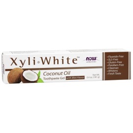 NOW Foods Solutions, Xyliwhite Toothpaste Gel, Coconut Oil, Cleanses and Whitens, Cool Coconut-Mint Taste, 6.4-Ounce