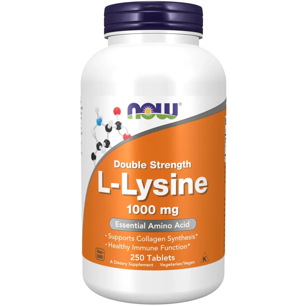 NOW Foods Supplements, L-Lysine (L-Lysine Hydrochloride) 1,000 mg, Double Strength, Amino Acid, 250 Tablets NOW Foods Supplements, L-Lysine (L-Lysine Hydrochloride) 1,000 mg, Double Strength, Amino Acid, 250 Tablets
