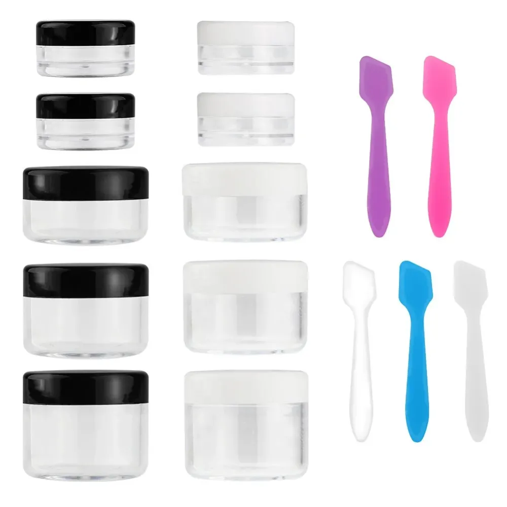 Accmor 10 Pieces Makeup Travel Containers with Lids 3/5/ 10/15/ 20 Gram Size Cosmetic Jars with 5 Pieces Mini Spatulas for Gift(random color) Accmor 10 Pieces Makeup Travel Containers with Lids 3/5/ 10/15/ 20 Gram Size Cosmetic Jars with 5 Pieces Mini Spatulas for Gift(random color)
