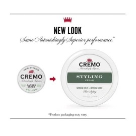Cremo Hair Styling Cream, Barber Grade, Medium Hold, Medium Shine Hair Products, 4 Oz
