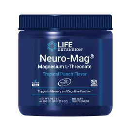 Life Extension Neuro-Mag Magnesium L-Threonate Powder (Tropical Punch) - Ultra-Absorbable - Supports Memory, Focus, Cognitive Function & Mood - Gluten No, Non-GMO, Vegetarian (30 Servings)
