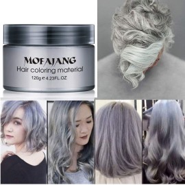 Temporary Silver Gray Hair Spray Color, Luxury Coloring Mud Grey Hair Dye Wax,Washable Treatment Hair Color Wax with All Day Hold works on white hair/non-pigmented hair for Party, Cosplay (1, Gray)