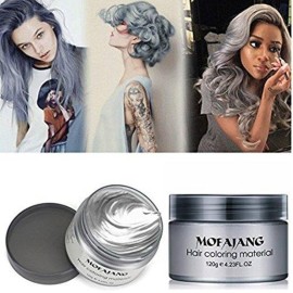 Temporary Silver Gray Hair Spray Color, Luxury Coloring Mud Grey Hair Dye Wax,Washable Treatment Hair Color Wax with All Day Hold works on white hair/non-pigmented hair for Party, Cosplay (1, Gray)
