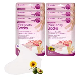 Epielle Moisturizing Foot Masks (Socks 6pk) for Foot Heel to Toe | Foot Cream & Lotion - Sunflower Seed Oil + Avocado Oil + Vitamin E, Mother\'s Day Gifts, Teacher\'s Appreciation