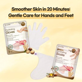 Epielle Hydrating Hand & Foot Masks (Gloves & Socks 12 Pairs) for Dry Hands and Cracked Heels, Spa Day Treatment with Shea Butter, Jojoba Oil & Vitamin E, Mother\'s Day Gifts