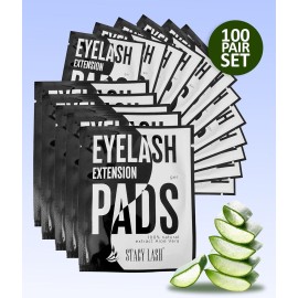 100 Pairs Set Premium Under Eye Gel Pads for Eyelash Extension - Lint Free Patches with Vitamin C and Aloe Vera by Stacy Lash supplies and Beauty tools - Hydrogel Eye Pads - Skin Moisturizes