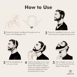 Aberlite FlexShaper 2.0 - Beard Shaper for Men - Hands-Free & Flexible Neckline Guide - Beard Trimmer Tool - Lineup Stencil Kit - White Aberlite FlexShaper 2.0 - Beard Shaper for Men - Hands-Free & Flexible Neckline Guide - Beard Trimmer Tool - Lineup Stencil Kit - White