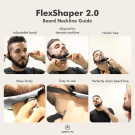 Aberlite FlexShaper 2.0 - Beard Shaper for Men - Hands-Free & Flexible Neckline Guide - Beard Trimmer Tool - Lineup Stencil Kit - White Aberlite FlexShaper 2.0 - Beard Shaper for Men - Hands-Free & Flexible Neckline Guide - Beard Trimmer Tool - Lineup Stencil Kit - White