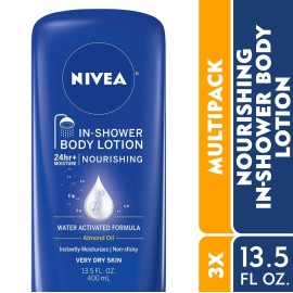 NIVEA Nourishing In Shower Lotion, Body Lotion for Dry Skin, 13.5 Fl Oz Bottle(Pack of 3) NIVEA Nourishing In Shower Lotion, Body Lotion for Dry Skin, 13.5 Fl Oz Bottle(Pack of 3)