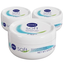 Nivea Soft Refreshingly Moisturizing Face, Body and Hand Cream, 3 Pack of 6.8 Oz Jars