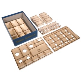The Broken Token Terra Mystica Compatible Game Organizer - Wood Storage Box with Multiple Trays