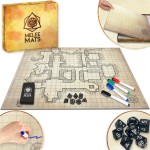 Melee Mats DND Map Starter Kit - 23 x 27 Double Sided, Wet/Dry Erase Battle Terrain Grid - Ultimate Tabletop Board Gaming Experience with Accessories