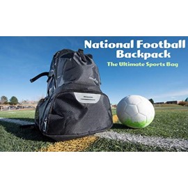Athletico National Soccer Bag - Backpack for Soccer, Basketball & Football Includes Separate Cleat and Ball Holder (Black)