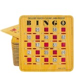 MR CHIPS Jam-Proof Quick-Clear Deluxe Fingertip Slide Bingo Cards with Sliding Windows 25 Pack in Woodgrain Style