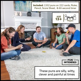 Pun Intended Party Game for Pun Lovers - Hilarious Game Night Card Game for Friends & Family